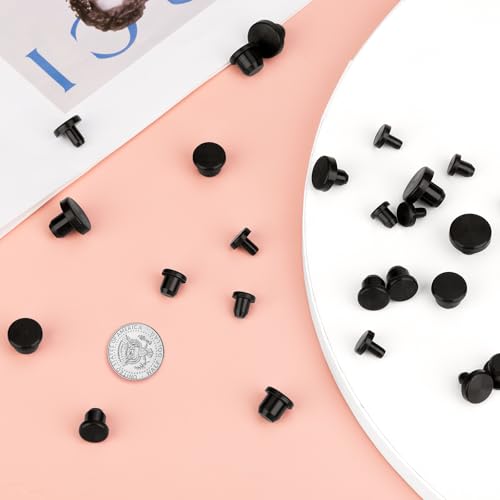 Image of 90 Pcs Silicone Rubber Hole Plugs - Assorted Sizes 4-9.5mm, Durable Round Rubber Stopper Plugs for Holes, Waterproof Black Silicone Plugs Set for Bottles, Pipes, and Test Tubes (90)
