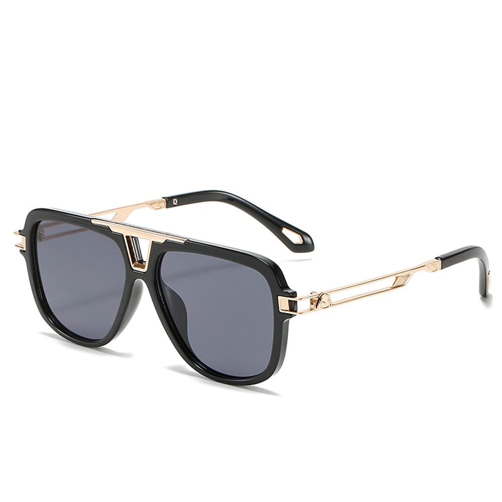 Vintage Sunglasses For Women 2026 New Men Square Shape Mirror Fashion Ladies Shades UV400 Eyewear(Color:Black)