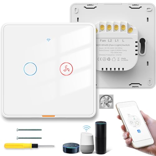 Interrupteur d'éclairage intelligent WiFi au design épuré pour salle de bain