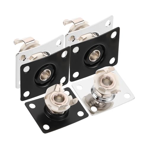 OFFSCH 6個スクエアジャックプレート 電気ギター ベース対応 高耐久性オーディオ出力ソケット 音質安定 演奏にな交換用アクセサリー