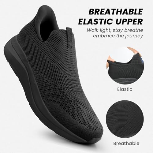 Image of Mens Slip On Walking Shoes Running Tennis Shoes for Athletic Workout Gym Casual Non Slip Training Sneakers Breathable Knit Upper Indoor Outdoor