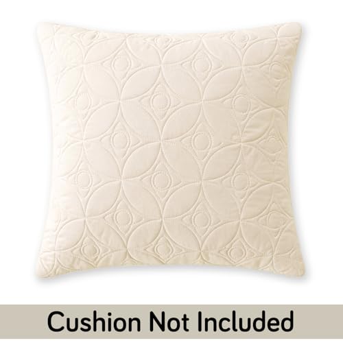 Image of HOKIPO 100% Leakproof Quilted Cushion Cover for Sofa 16x16 Inches, Set of 2, Bisque Beige (AR-6280-BGE*2)