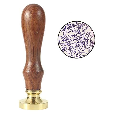 Mogoko Vintage Wax Seal Stamp, Retro Fancy Copper Sealing Wax Stamp with Wooden Handle (Leaf) Cover