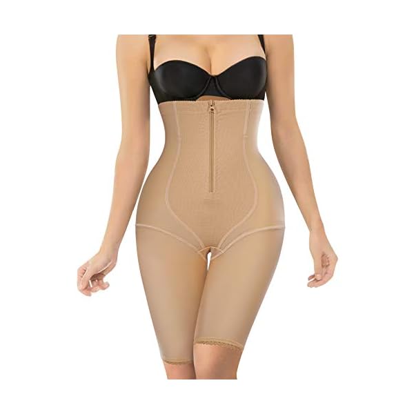 Nebility-Women-Waist-Trainer-Shapewear-Zipper-Hook-Body-Shaper-Shorts-High-Waist-Butt-Lifter-Comfort-Thigh-Slimmer Nebility Women Waist Trainer Shapewear Zipper & Hook Body Shaper Shorts High Waist Butt Lifter Comfort Thigh Slimmer (XL, Beige)