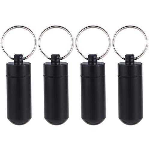 Exceart 4 peças mini porta-comprimidos com chaveiro, portátil, à prova d'água, porta-comprimidos, p