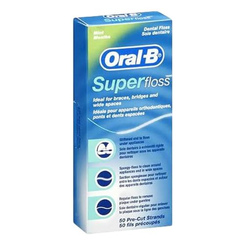 Oral B Oral-B Super Floss Mint Hilo dental precortado 50 Ea (paquete de 18)