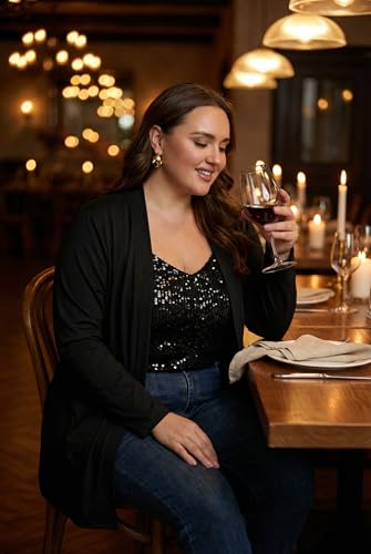 Image of OLRIK Plus Size Cardigan for Women 2026 Lightweight Open Front with Pockets