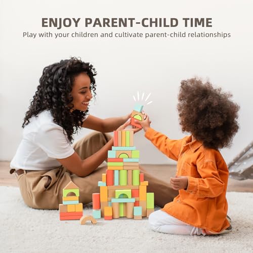 Oook BCOK009 100Pcs Building Blocks For Toddlers 1-3, Wooden Blocks thumb #4