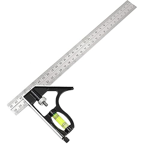 Adjustable Stainless Steel Combination Angle Ruler with with Bubble Level, Scriber Tool für Wood for 45°/90°Carpenter Angle Measurements Cover