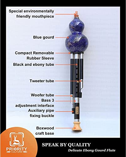 Chinese Flute Professional Hulusi Priority Culture Gourd Flute, Chinese Traditional Ethnic Hulusi Gourd Flute Playing Harmonica Handmade Ebony Musical Instrument Gift For Beginners ( Size : C-Key ) #TOP3