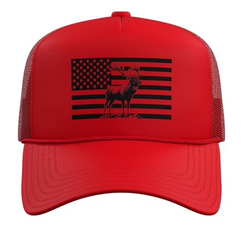 Image of Outdoor Antlers Elk Deer Hunting Trucker Hat with Adjustable Mesh Back