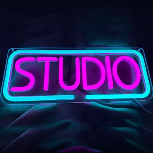 Studio Neon Sign, Music LED Sign Light, USB Powered Dimmable Light Up Sign For Recording Room, Music Studio, Streaming, Party, Club, Podcast Wall Decor Gift