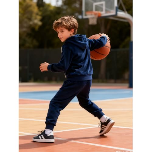 Image of Toddler Girls Boy Clothes Set Fleece Hooded Outfits Casual Sweatsuits Kids Jogger Tracksuits 6M-12Y