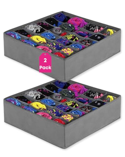 KATTAO Organizador Cajones 24 Compartimentos – Organizador Armario, Ideal para Calcetines y Ropa Interior – Caja Organizadora - Organizadores de Cajones - Cajas Organizadoras (Dark Grey)
