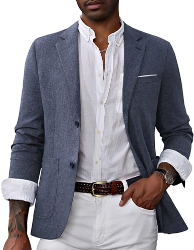 Blazer Herren Leinen Freizeit Legerer Sakko Regular fit Rückenschlitz für...