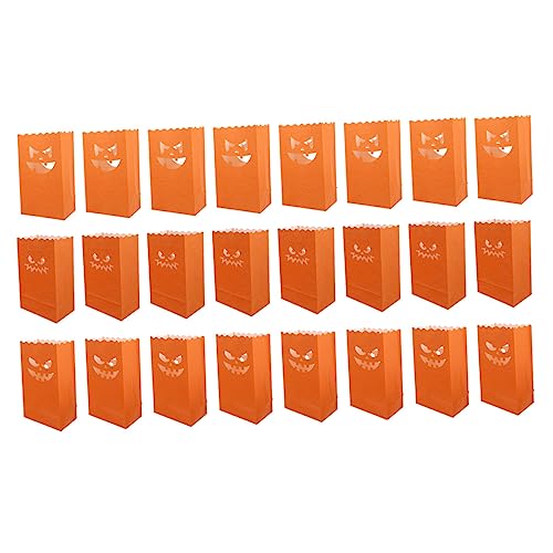 DIYEAH 24pezzi Borse Halloween Sacchetti Carta Per Candele Decorazioni Per Feste Halloween Sacchetti Tema Zucca