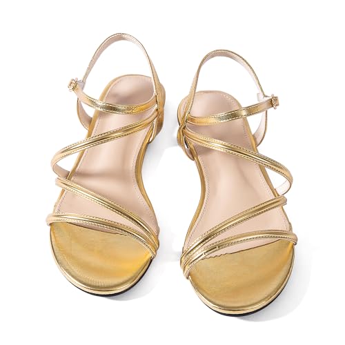 Image of Mtzyoa Women Flat Sandals Dressy Strappy Gladiator Summer Ankle Strap Nude Open Toe Comfortable Wedding Casual Leather Ladies Party Trendy Vacation