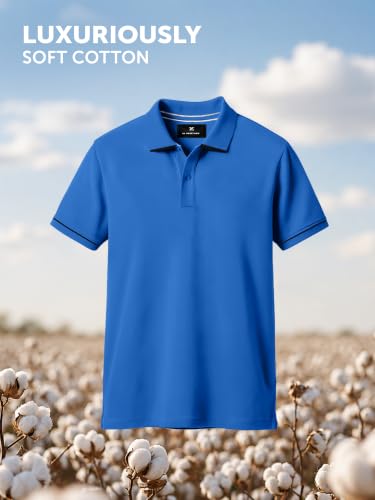 Image of XYXX Men's Apex Mercerized Cotton Striped Collar Pique Polo T-Shirt
