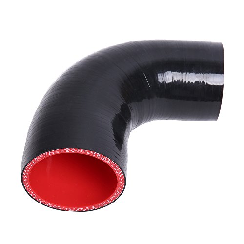 Hiwowsport 90 Degree Elbow 4-Ply High Performance Reducer Coupler Silicone Hose for Auto (2.5-2.0, Black)