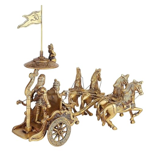 Image of Brass Rath with 4 Horses, Vastu Idol for Home and Office Decor