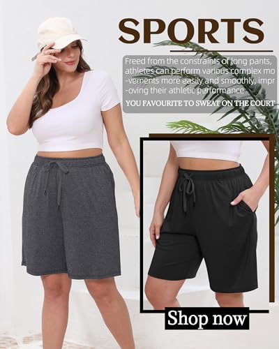 3 Pack Plus Size Bermuda Shorts for Women Comfy Loose Casual Drawstring Sweat Pants with Pockets XL-5XL4