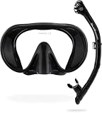 CRESSI Musa & Scilla Maschera Frameless o Combo Set Maschera Framelles + Snorkel Scilla per Immersioni e Snorkeling, Basso Volume Interno e Ampio Campo Visivo, Unisex, Nero, Taglia Unica