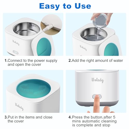 Limpador ultrassônico para dentaduras, máquina de limpeza ultrassônica portátil de 43 kHz, limpador