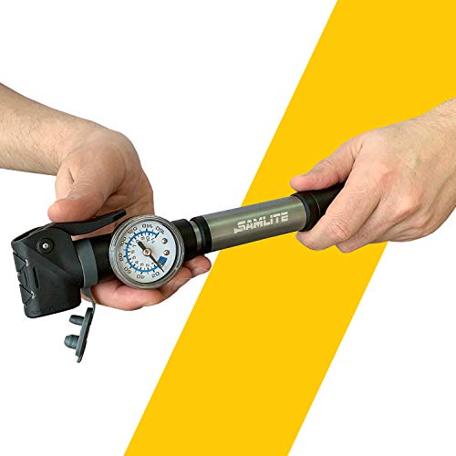 New Mini Bike Pump Portable Bicycle Frame Pump Glue Less Puncture Repair Kit Presta and Schrader Valve Includes Mount Kit Pressure 120 PSI 8 Bar Free Bike Bell Sports Needle Included (New Bike Pump) - Thumbnail 5