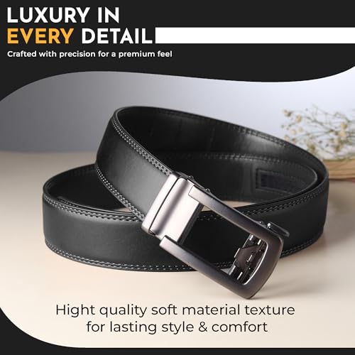Image of Men's Vegan Leather Belt for Men, Formal /Casual,Autolock| Fit on up to 38 Inches Waist size