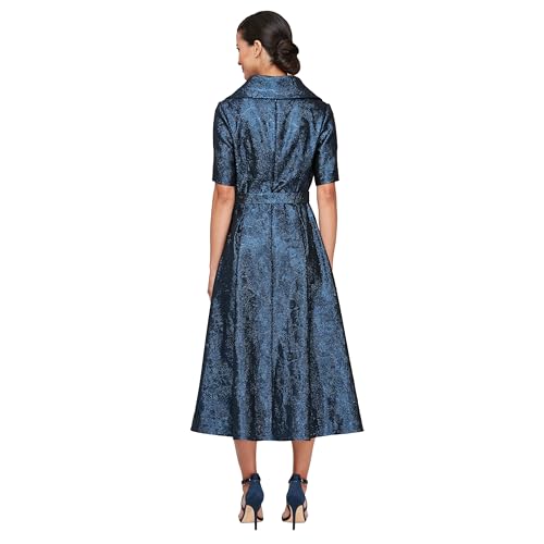 Alex Evenings Women's Portrait Collar Dress with Full Skirt, Pockets, and Tie Belt2