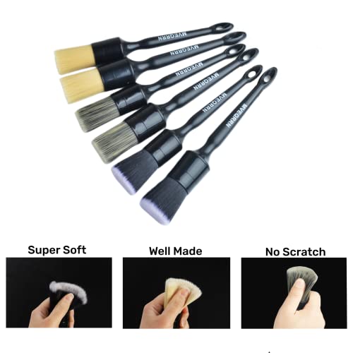 Mveqrrn MVEQRRN-2 6Pcs Car Detailing Brush Set-2Pcs Boars Hair Car Detailing Brushes,2Pcs Ultra Soft No Scratch Detailing Brush thumb #2