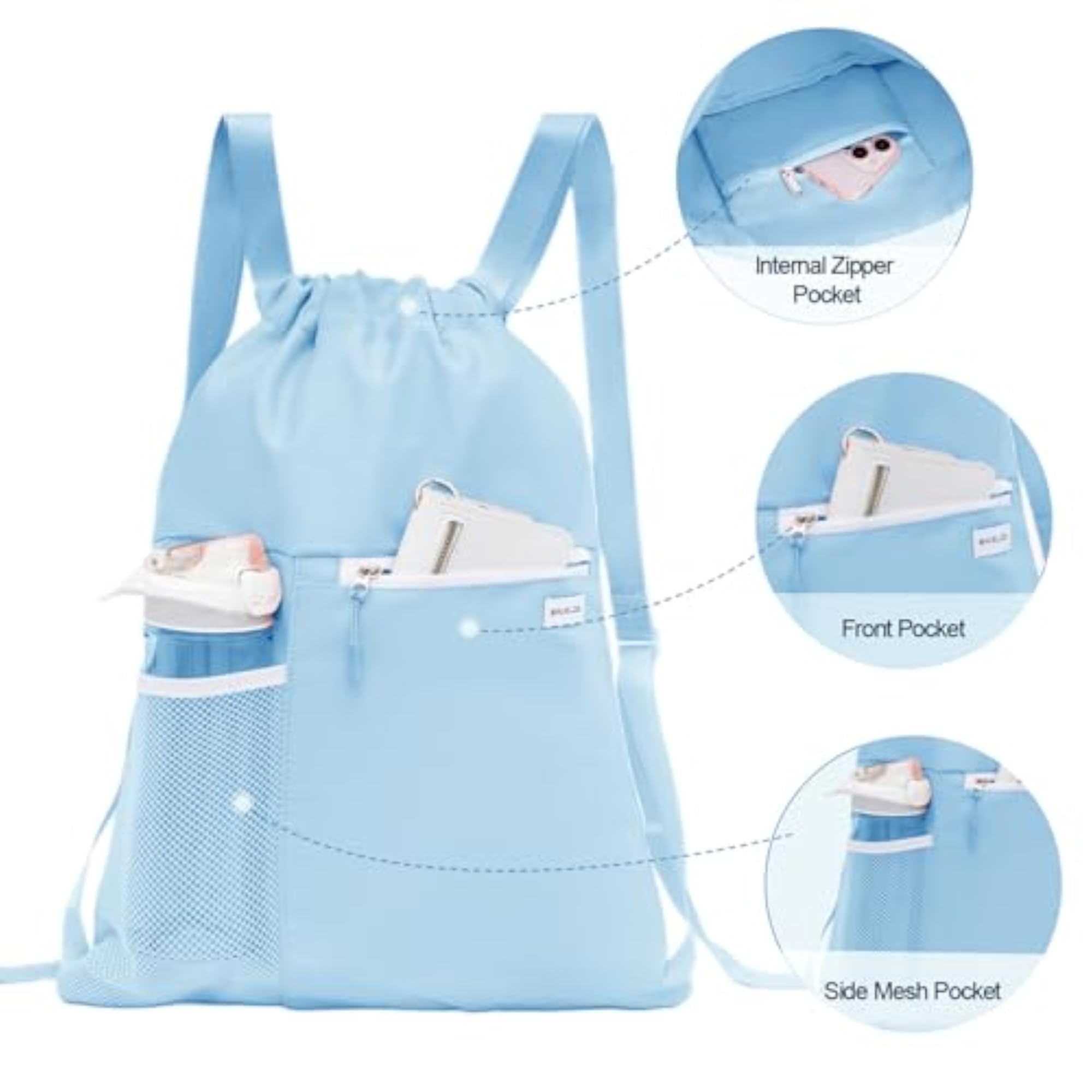 Drawstring Backpack with Mesh Pocket