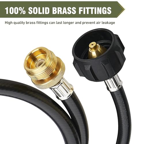BESTFIRE Propane Line, 5FT Gas Hose Adapter, Propane Tank Hose with QCC1/Type1 for 5-40lb Gas Line for Outdoor Barbecue Grills and Gas Appliances - Thumbnail 5