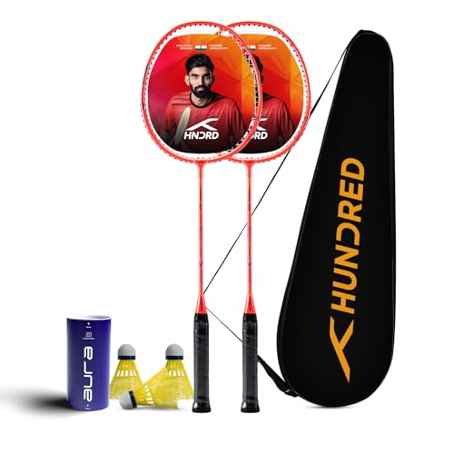 Hundred Powertek 200 Aluminium Badminton Racket Combo, 2 Strung R...