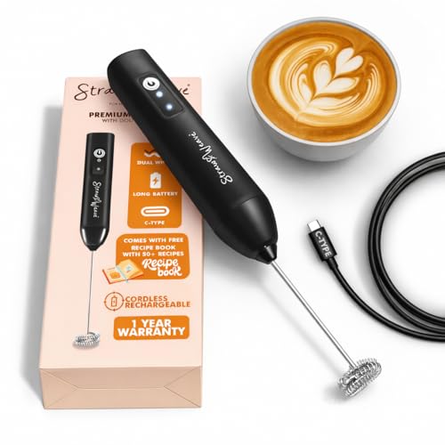 Coffee Frother Electric with Double Whisk | C Type Rechargeable C...