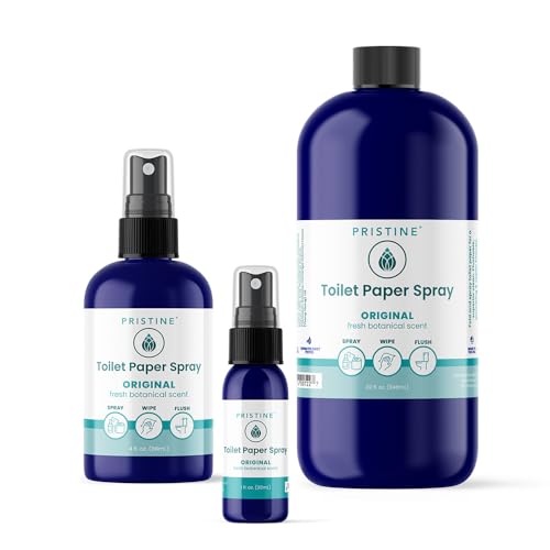 PRISTINE Toilet Paper Spray - As Seen on Shark Tank, More Natural Personal Cleansing Wipe Alternative, Spray Toilet Paper to Create Flushable Wipe, Original All Size Bundle