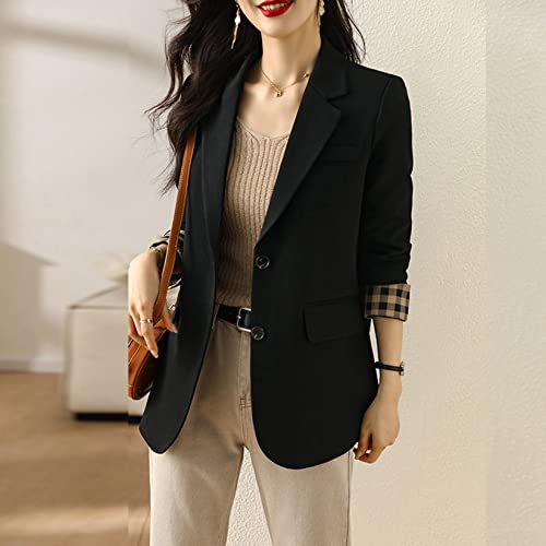 Ternos De Blazer Feminino Feminino, Botões Xadrez De Colorblock Casual, Blazers, Casaco Para A
