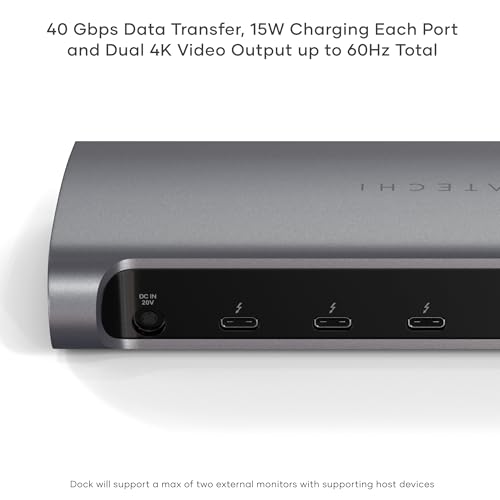 Image of Satechi 11 in 1 Thunderbolt 4 USB C Docking Station, 100W Charging, Dual 4K /60Hz displays, 3 Thunderbolt Ports, 3 USB-A 3.2 Ports, USB-A 2.0 Port, SD Card Reader for MacBook Air /Pro, Mac /Windows