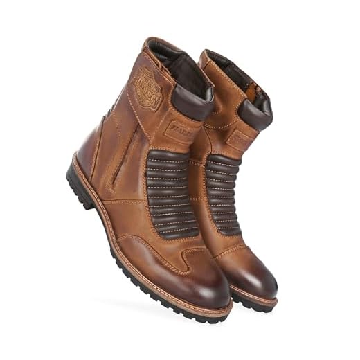 Harrykson London Men'S Brown Side Zipper Biker Motorcycle Leather Riding Boot With Rugged Sole Boots For Men, 10 UK