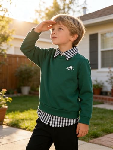 Image of KIDLAGA Toddler Boy Clothes Long Sleeve Sweatshirt Tops and Pants Boys 2-Piece Kids Winter Outfits