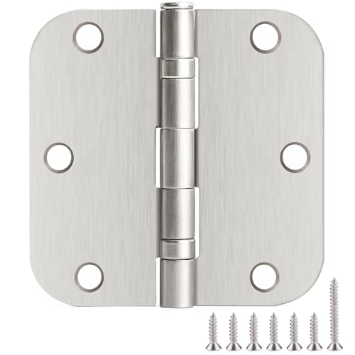 Image of 12 Pack Brushed Nickel Hinges 3.5 Inch X 3-1 /2 inch 5 /8 inchRadius Durable No Squeak Rounded Interior Exterior Integral Ball Bearing Door Hinges for Flat Bifold Office Bedroom Dorm Indoors New Home Essentials