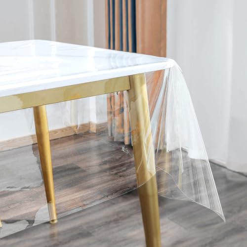 Varenzya Nappe Transparente Rectangulaire 140 x 220 cm, Lavable PVC Nappe Plastique Transparente,...