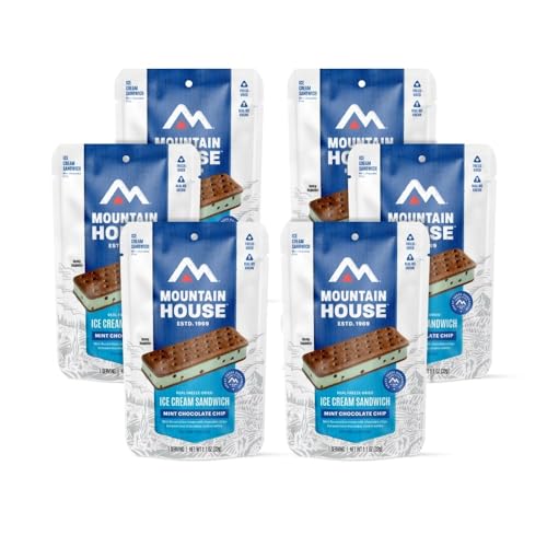 Mountain House Mint Chocolate Chip Ice Cream Sandwich | Freeze Dried Backpacking & Camping Food | 6-Pack