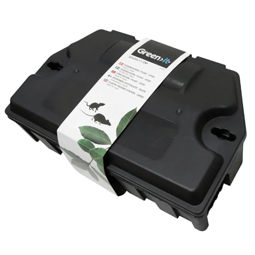 HOME IT® Garden - Caja de Cebo (33 × 20 × 11 cm), Color Negro con 2 entradas | Compartimento Separado con Pics para Veneno | Control de plagas para hogar y jardín