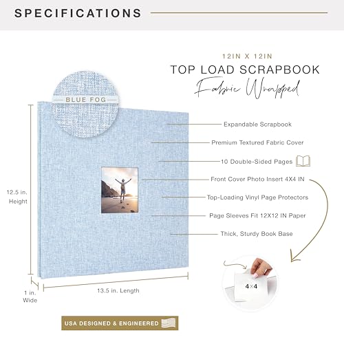 Image of 12x12 Fabric Scrapbook, Blue Fog