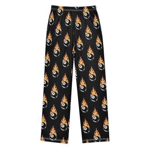 CaTaKu Boys Flame Billiard Balls Pants for Boys Girls Wide Leg Sweatpants Kids Long Bottoms with Pockets Size 6-14Y
