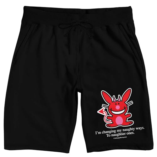 Bioworld It's Happy Bunny I'm Changing My Naughty Ways. To Naughtier Ones Men's Black Sleep Pajama Shorts