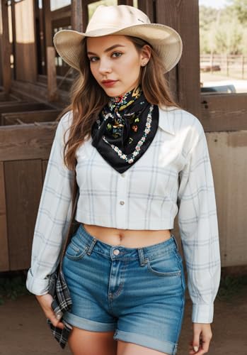 GERINLY Women Wild Rag 35 Inch, Silk Feel Western Scarves, Fashion Cowgirl Neckerchief3