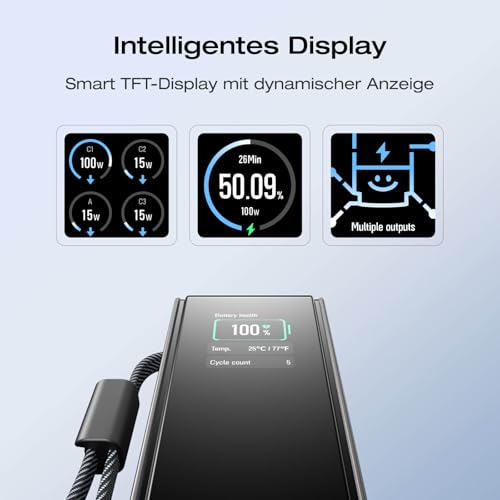 EcoFlow Powerbank 25000mAh 100W mit 67cm ausziehbarem Kabel und TFT-Display – Ansicht 6