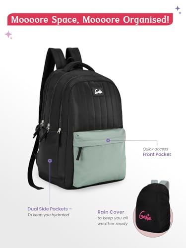Image of Genie 19 inch Laptop Backpack for Women & Girls | Spacious Office, College & Travel Bag | Water Resistant, Multi-Compartment with Padded Laptop Sleeve
